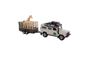 Leketøysbil - Kids Globe Die-cast Land Rover with Giraffe trailer 29cm - 521723