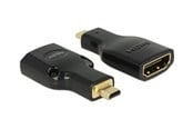 Skjermkabel - DeLOCK Adapter High Speed HDMI with Ethernet – HDMI Micro-D male > HDMI-A female 4K black - 65664