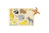 Puslespill - Goki Wooden Stud Puzzle Wild Young Animals 8 pcs. Tre - 57906