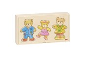 Puslespill - Goki Wooden Dress Up Puzzle Bears in Wooden Box 36 pcs. Tre - 57811