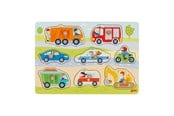 Puslespill - Goki Wooden Stud Puzzle Vehicles 7 pcs. Tre - 57400