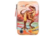 Skoleutstyr - Depesche Dino World Triple Pencil Case LED Khaki Brown - 412381