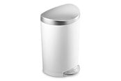 Avfallssortering - Simplehuman 10L halv-rund pedalbøtte, hvitt stål - CW1867