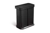 Avfallssortering - Simplehuman 58L (34/24), dobbel pedalbøtte med linerlomme, svart - CW2093