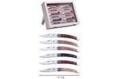 Kjøkkenredskaper - Laguiole knife set 6 pcs. foldable with wooden handle - 3661075230036