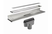 Dreneringsprodukter - Unidrain Complete floor drain against rear wall 800 mm 10 mm frame Column grate 75 mm vertical outlet housing - 4012.0800