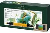 Skrive- & Tegneverktøy - Faber-Castell India ink PAP Dual Marker 5x animals - 162008