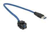Tilbehør - DeLOCK Keystone Module USB 5 Gbps type-A female 250° to type-A male 0.5m black - 86375