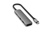 Dokkingstasjon - Satechi 4-in-1 USB-C Slim Multiport Adapter 4K - Space Grey - ST-P4SM