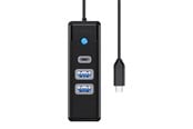 USB-hub - ORICO Hub USB-C to 2x USB 3.0 + USB-C 5 Gbps 0.15m (Black) USB-hub - USB 3.0 - 3 porter - Svart - PWC2U-C3-015-BK-EP