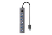 USB-hub - ORICO CL7U USB-C to 7x USB 3.0 Hub Adapter (gray) USB-hub - USB 3.0 - 7 porter - Grå - CL7U-U3-10-GY-BP