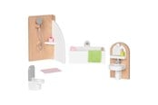 Dukker, Bamser & Utstyr - Goki Wooden Doll Furniture Bathroom 10 pieces. - 51492