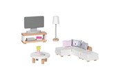 Dukker, Bamser & Utstyr - Goki Wooden Doll Furniture Living Room 15 pieces. - 51494