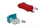Tilbehør - DeLOCK RJ45 Secure Clip With Plug Set (6-Pack) - 86425