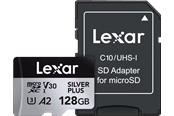 Minnekort - Lexar Professional Silver Plus MicroSD/SD - 205MB/s - 128GB - LMSSIPL128G-BNANG
