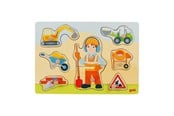 Puslespill - Goki Wooden Stud Puzzle Construction Worker 8 pcs Tre - 57406