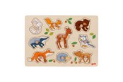 Puslespill - Goki Wooden Stud Puzzle Forest Animals 9 pcs. Tre - 57387