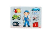 Puslespill - Goki Wooden Stud Puzzle Mechanic 8 pcs. Tre - 57407