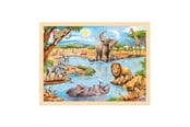Puslespill - Goki Wooden Jigsaw Puzzle African Savanna 96pcs. Tre - 57347