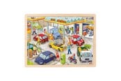 Puslespill - Goki Wooden Jigsaw Puzzle Gas Station 96 pcs. Tre - 57337