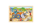 Puslespill - Goki Wooden Jigsaw Puzzle Construction Site 24 pc Tre - 57411