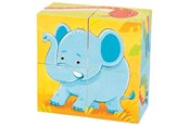 Puslespill - Goki Wooden Block Puzzle Wild Animals 4 pcs. Tre - 57434