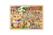 Puslespill - Goki Wooden Jigsaw Puzzle Horse Riding School 96 pcs. Tre - 57367