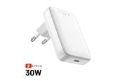 Mobil - Adaptere og ladere - FIXED Slim GaN 90° Super Fast 1x USB-C charger 30W - White - FIXCG30S-C-WH