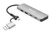 USB-hub - Sandberg 4-Port USB Hub USB-hub - USB 3.0 - 4 porter - Sølv - 136-64