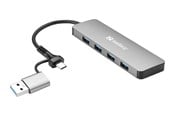 USB-hub - Sandberg 4-Port USB Hub USB-hub - USB 3.0 - 4 porter - Sølv - 136-63