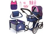Dukker, Bamser & Utstyr - Bayer Design Doll's Pram Mega Set - Navy Unicorn - 18354AC