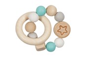 Babyleker - Goki Wooden Gripping Ring Star Light Blue - 65243