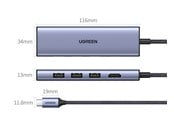 USB-hub - UGREEN Usb-C Multifunction Adapter USB-hub - 3 porter - Sølv - 20956A-UG