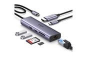 USB-hub - UGREEN Usb-C Multifunction Adapter With Ethernet Interface USB-hub - 7 porter - Sølv - 60515-UG
