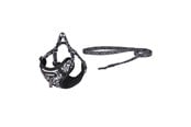 Hund - Dogness walking set leash+harness for dog (black and white) - DOG SET BLACK