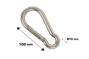 Sikkerhetsutstyr - Home>it fireman's snap hook Ø10 x 100 mm stainless steel 2 pcs. - 20469