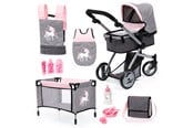 Dukker, Bamser & Utstyr - Bayer Design Doll's Pram Mega Set - Pink / Grey - 18333AC