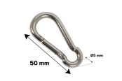 Beslag & Hengsler  - Home>it fireman's carabiner Ø5 x 50 mm in stainless steel 2 pcs. - 20463