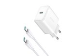 Mobil - Adaptere og ladere - Joyroom JR-TCF24 USB-C PD 30W QC SFC network charger - white + 1m USB-C cable - 6956116724801