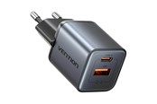Mobil - Adaptere og ladere - Vention GaN USB-C + USB-A 30W Charger (Gray) - FEWH0-EU