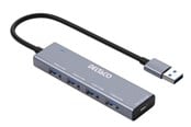 USB-hub - Deltaco USB-A hub - 4x USB-A Female USB-hub - USB 3.0 - 4 porter - Sølv - UH-738