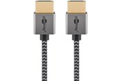 Skjermkabel - Pro HDMI 2.0 sleeved - 1m - Grå - 4040849757525
