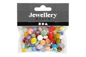 Kreative leker - Creativ Company Glass Beads Various Round Oval Circle 60 grams - 684250
