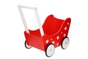 Dukker, Bamser & Utstyr - Playwood Doll's Pram Red with Hearts - PW 2346