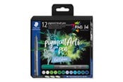 Skrive- & Tegneverktøy - Staedtler pigment brush pen Cool Col 12pcs - 371 C12-6
