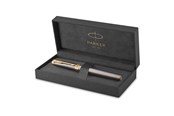 Skrive- & Tegneverktøy - Parker Ingenuity Rollerball Pen | Grey Lacquer with Gold Trims | Fine Stainless Steel Point | Black Ink Refill | Gift Box - 2213727