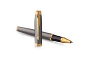 Skrive- & Tegneverktøy - Parker IM Rollerball Pen | Grey Lacquer with Gold Trims | Fine Stainless Steel Point | Black Ink Refill | Gift Box - 2213778