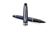Skrive- & Tegneverktøy - Waterman Expert Rollerball Pen | Metal & Blue Lacquer | Chiselled Cap | Black Ink | Gift Box - 2214208