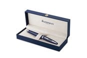 Skrive- & Tegneverktøy - Waterman Carene Fountain Pen Blue Lacquer with palladium trim 18K Gold Fine Nib Blue Ink Gift Box - 2214311