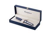 Skrive- & Tegneverktøy - Waterman Exception Fountain Pen Blue Lacquer with Palladium trim 18K Gold Fine Nib Blue Ink Gift Box - 2214314